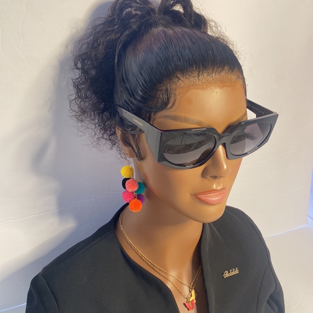 New - Burberry Black Be 4306 30018g Oval Sunglasses